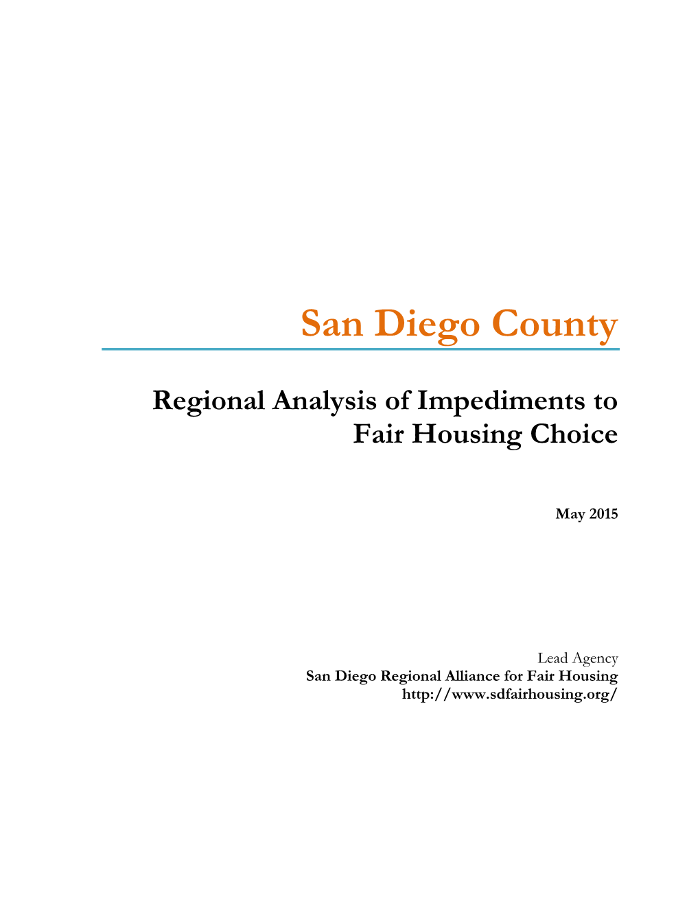 San Diego County Analysis of Impediments to Fair Housing Choice