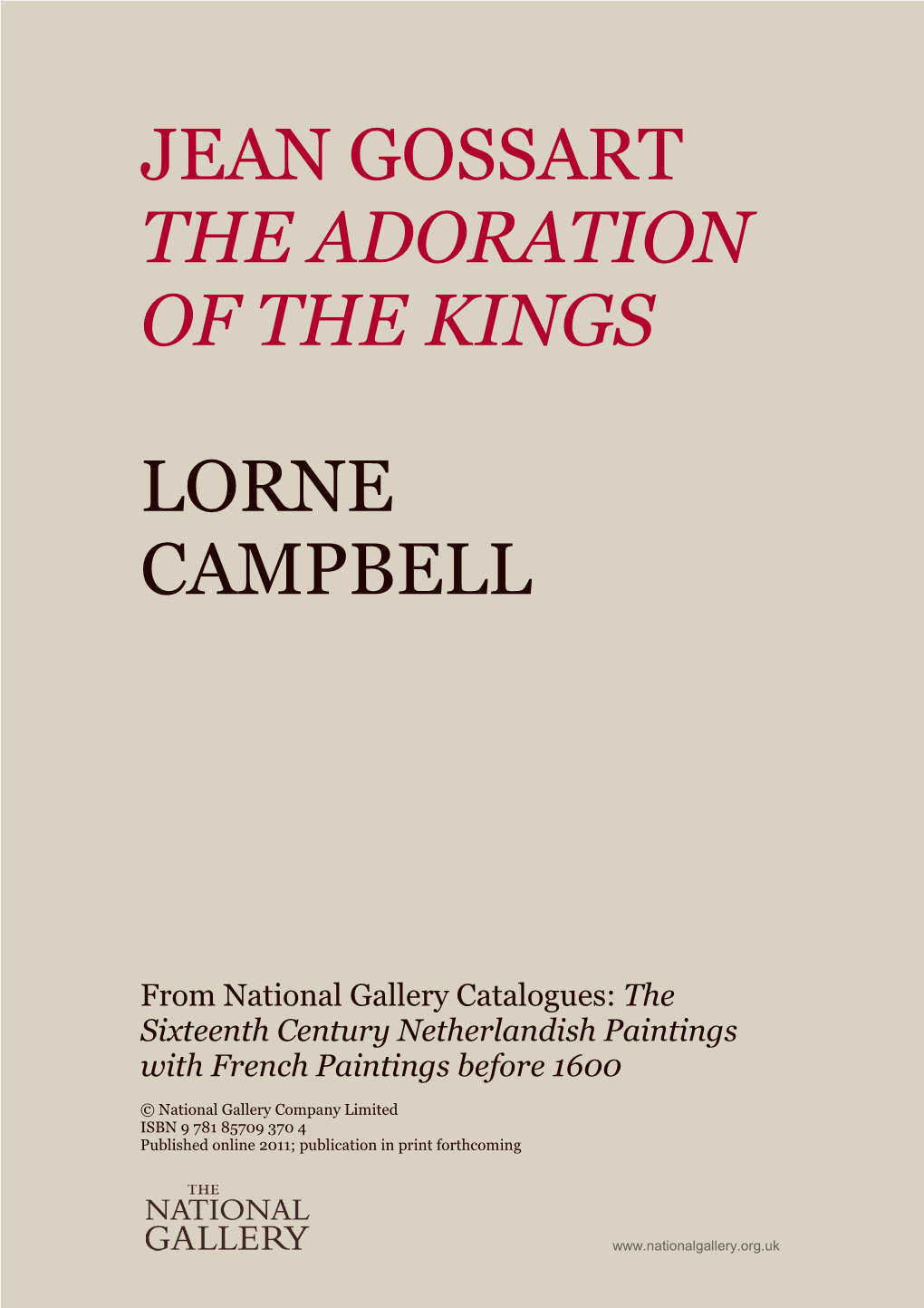 Jean Gossart the Adoration of the Kings Lorne Campbell