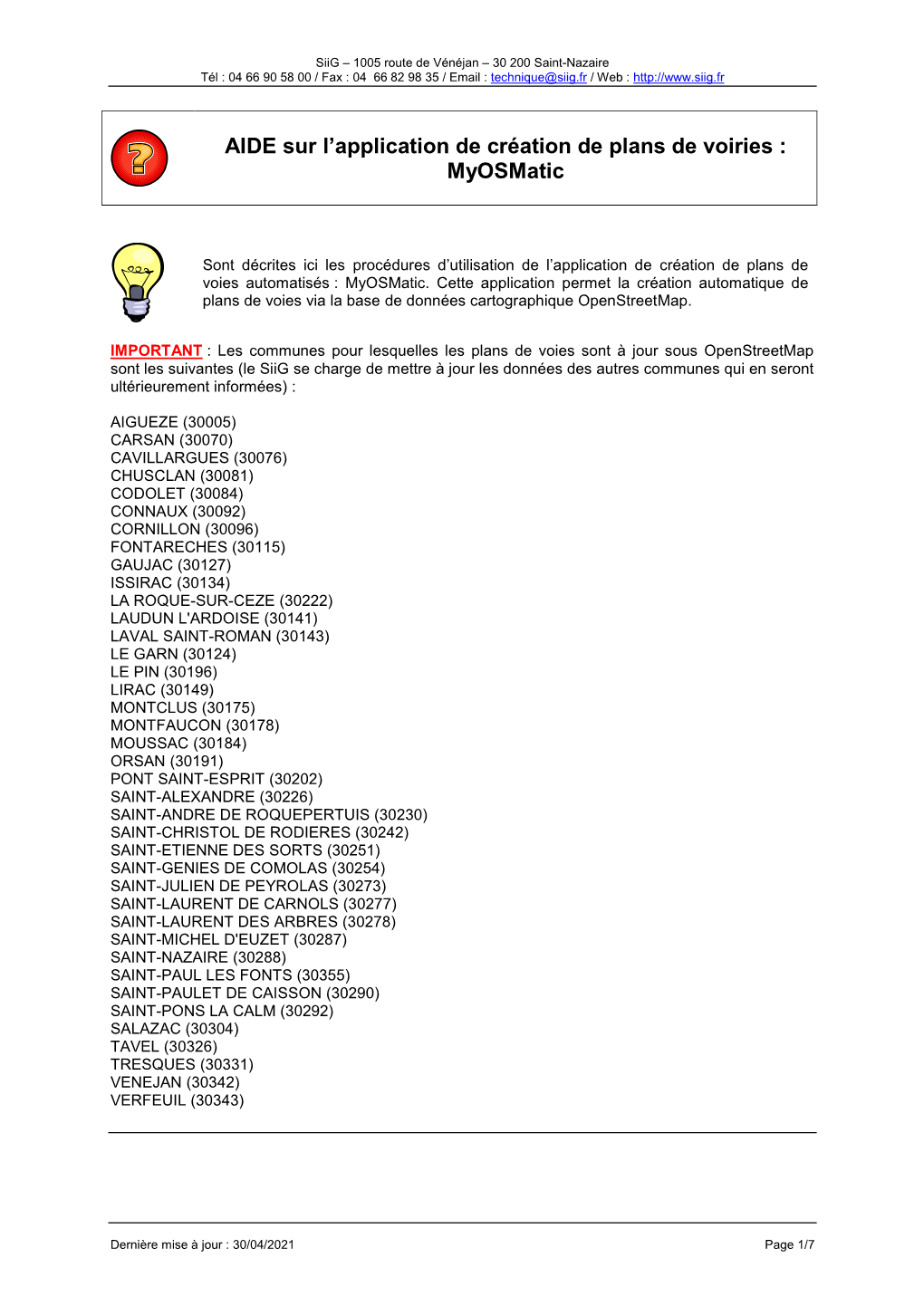 AIDE Sur L'application De Création De Plans De Voiries : Myosmatic