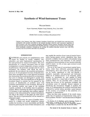 Synthesis of Wind-Instrument Tones