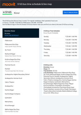 S165 Bus Time Schedule & Line Route