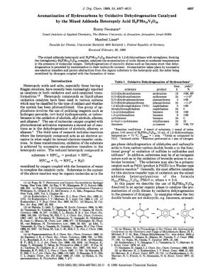 Aromatization of Hydrocarbons by Oxidative Dehydrogenation Catalyzed by the Mixed Addenda Heteropoly Acid H5pmo10v2040