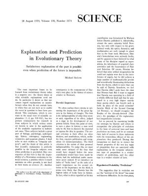 Explanation and Prediction in Evolutionary Theory