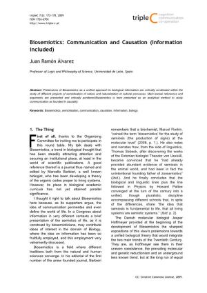 Biosemiotics: Communication and Causation (Information Included)