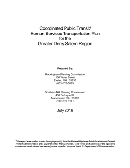 Coordinated Public Transit/Human Services Transportation Plan Contents Ii