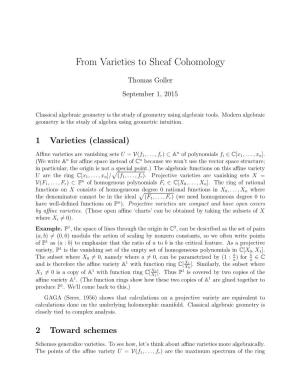 From Varieties to Sheaf Cohomology