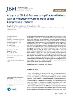 Analysis of Clinical Features of Hip Fracture Patients with Or Without Prior Osteoporotic Spinal Compression Fractures