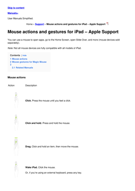 Mouse Actions and Gestures for Ipad – Apple Support