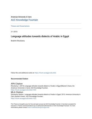 Language Attitudes Towards Dialects of Arabic in Egypt