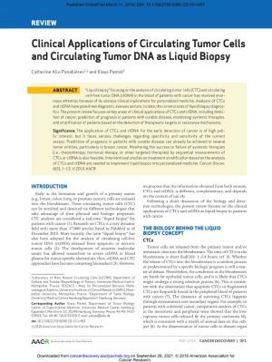 Clinical Applications of Circulating Tumor Cells and Circulating Tumor DNA As Liquid Biopsy