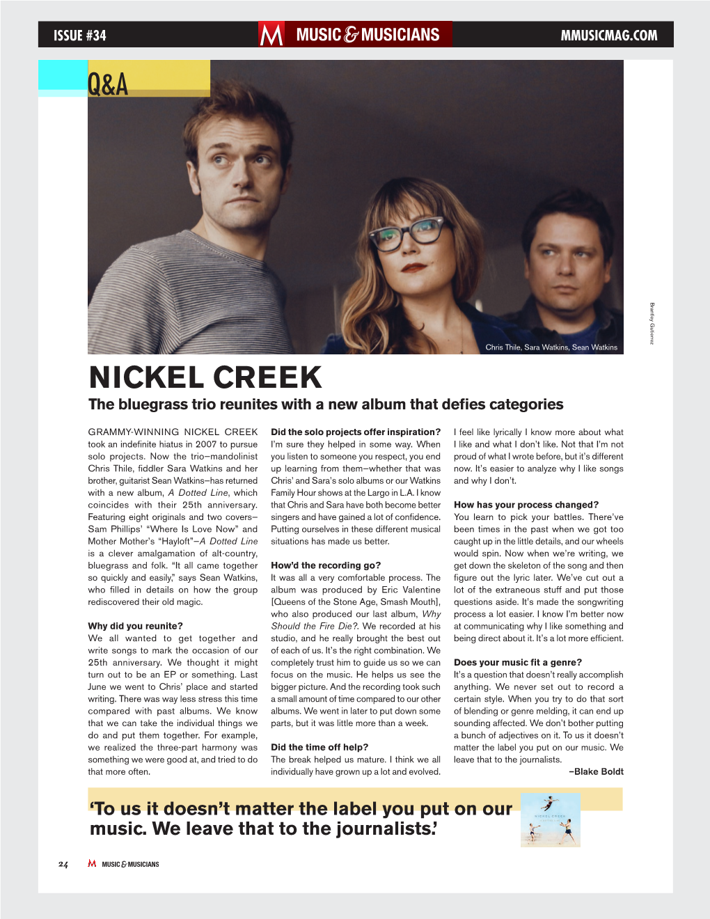 Nickel Creek the Bluegrass Trio Reunites with a New Album That Defies Categories