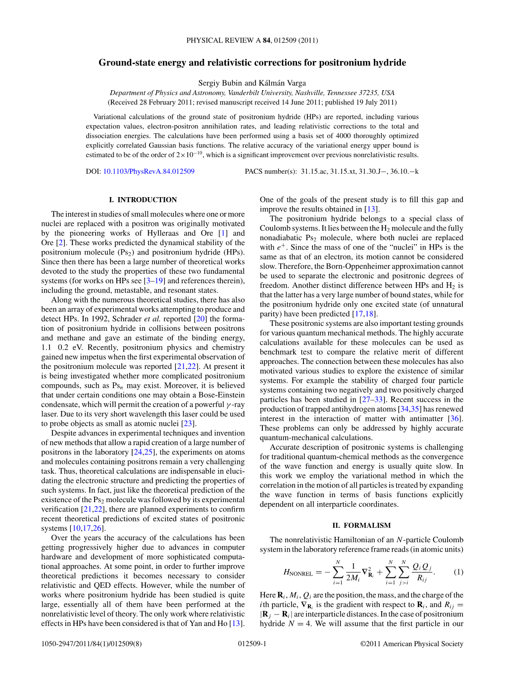 Ground-State Energy and Relativistic Corrections for Positronium Hydride