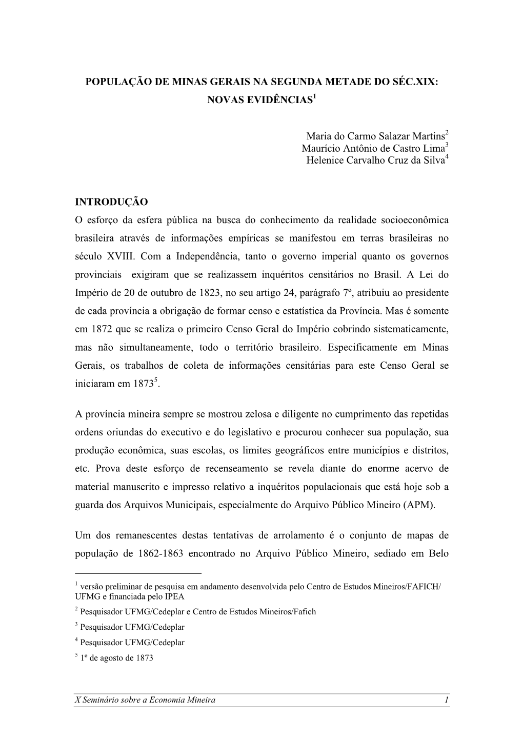 População De Minas Gerais Na Segunda Metade Do Século