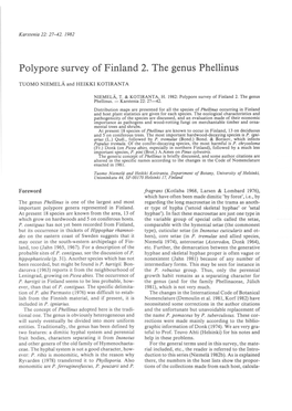 Polypore Survey of Finland 2. the Genus Phellinus