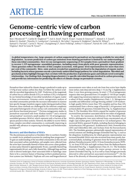 Genome-Centric View of Carbon Processing in Thawing Permafrost Ben J
