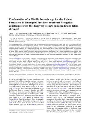 Confirmation of a Middle Jurassic Age for the Eedemt Formation In