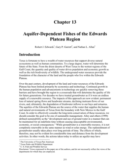 Report 360 Aquifers of the Edwards Plateau Chapter CH 13 Fishes Of