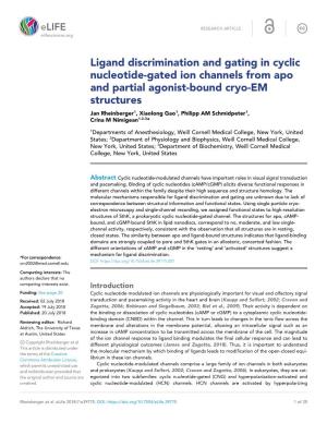Ligand Discrimination and Gating in Cyclic Nucleotide-Gated Ion