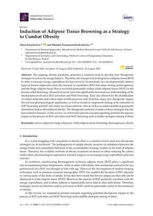 Induction of Adipose Tissue Browning As a Strategy to Combat Obesity