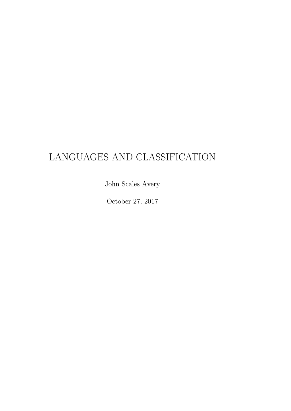 Languages and Classification