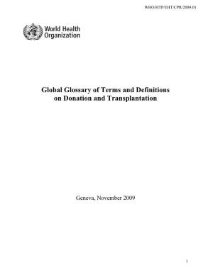 Global Glossary of Terms and Definitions on Donation and Transplantation