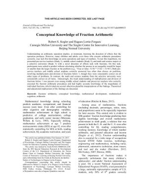 Conceptual Knowledge of Fraction Arithmetic