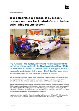 JFD Celebrates a Decade of Successful Ocean Exercises for Australia's