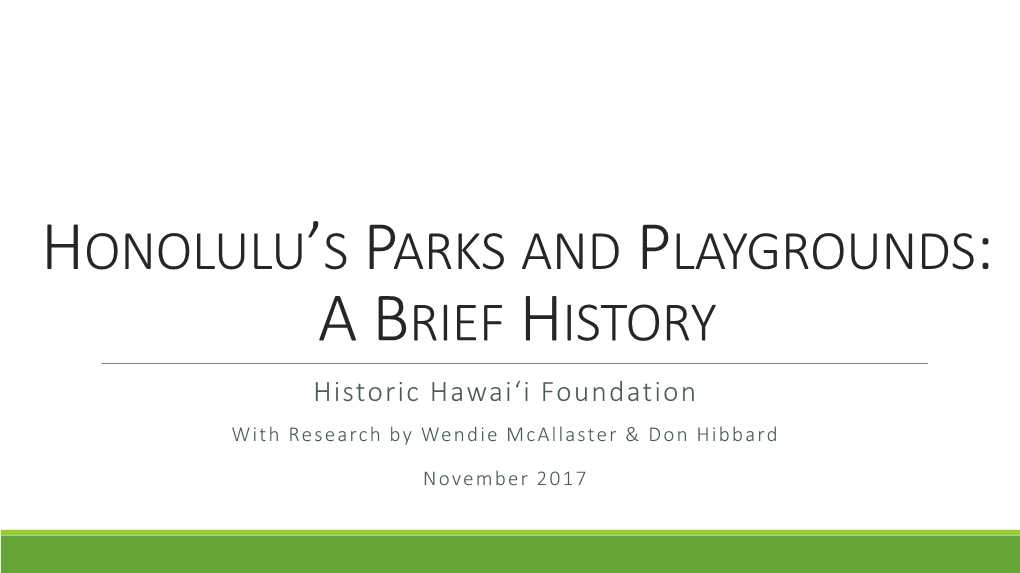 Honolulu's Parks and Playgrounds