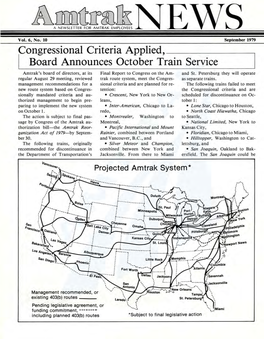 Congressional Criteria Applied, ___--, I Board Announces October Train Service