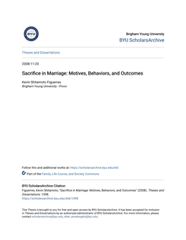 Sacrifice in Marriage: Motives, Behaviors, and Outcomes