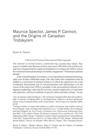 Maurice Spector, James P. Cannon, and the Origins of Canadian Trotskyism