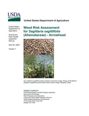 Weed Risk Assessment for Sagittaria Sagittifolia (Alismataceae)