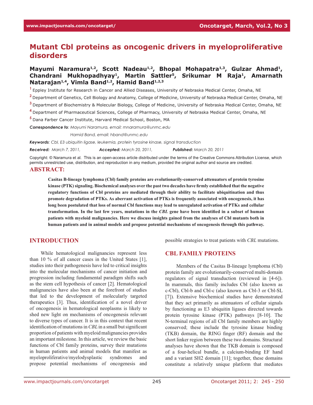 Mutant Cbl Proteins As Oncogenic Drivers in Myeloproliferative Disorders