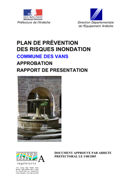 Plan De Prévention Des Risques Inondation Commune Des Vans Approbation Rapport De Presentation