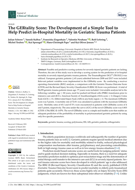 The Gertality Score: the Development of a Simple Tool to Help Predict In-Hospital Mortality in Geriatric Trauma Patients
