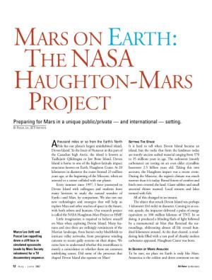 MARS on EARTH: the NASA HAUGHTON-MARS PROJECT Preparing for Mars in a Unique Public/Private — and International — Setting