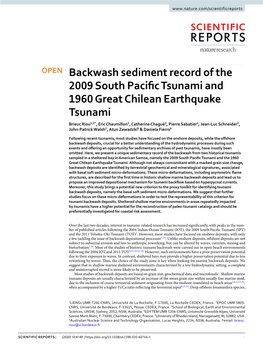 Backwash Sediment Record of the 2009 South Pacific