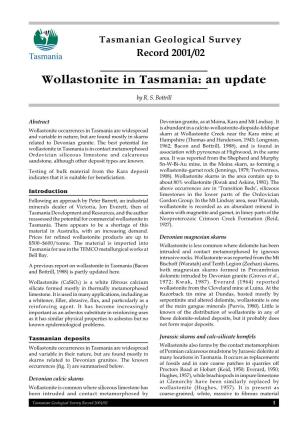 Wollastonite in Tasmania: an Update