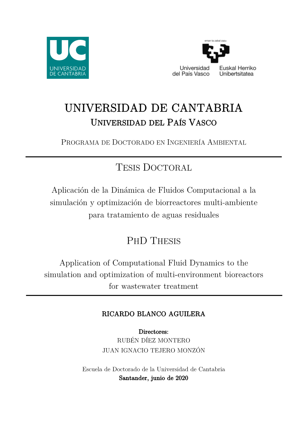 Universidad De Cantabria Universidad Del País Vasco
