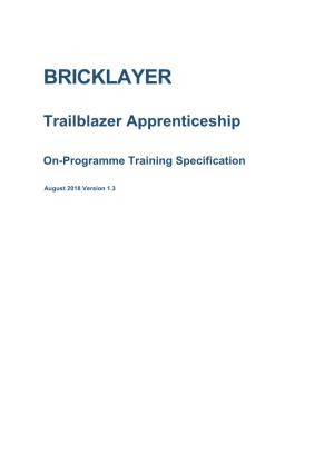 Bricklayer Apprenticeship Training Specification V1.3 2