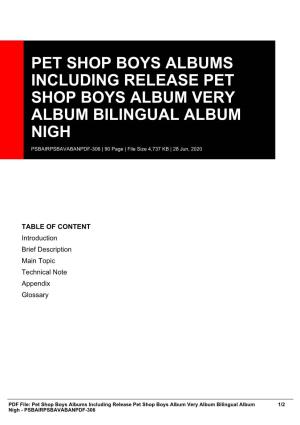 Pet Shop Boys Albums Including Release Pet Shop Boys Album Very Album Bilingual Album Nigh