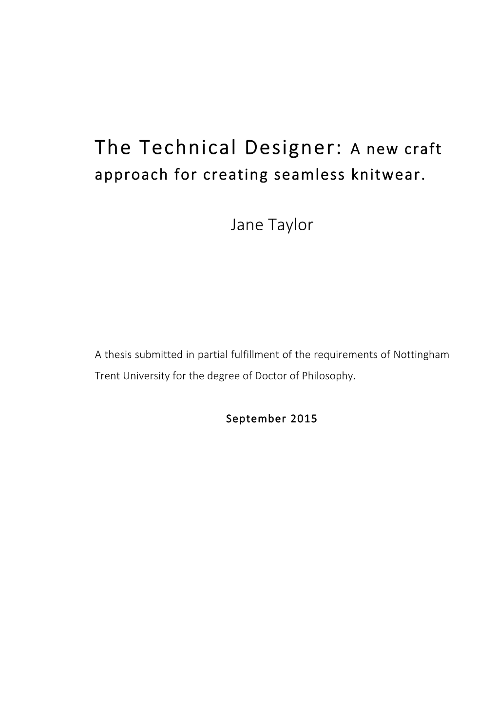 The Technical Designer: a New Craft Approach for Creating Seamless Knitwear