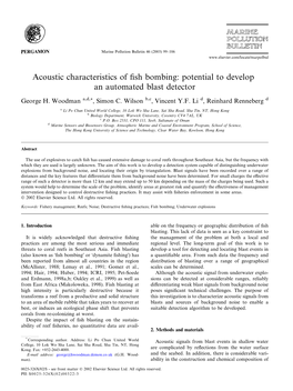 Acoustic Characteristics of Fish Bombing: Potential to Develop An