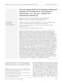 The First Representative of the Globally Widespread Subdivision 6 Acidobacteria, Vicinamibacter Silvestris Gen