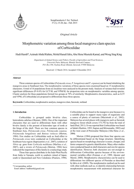 Morphometric Variation Among Three Local Mangrove Clam Species of Corbiculidae