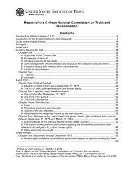 Report of the Chilean National Commission on Truth and Reconciliation1