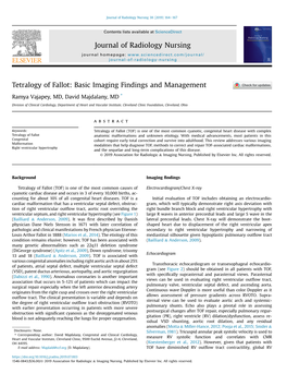 Tetralogy of Fallot: Basic Imaging Findings and Management