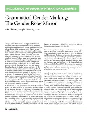 Grammatical Gender Marking: the Gender Roles Mirror (AIB Insights