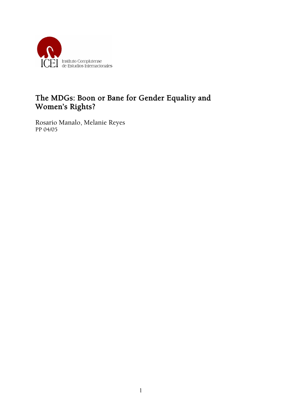 The Mdgs: Boon Or Bane for Gender Equality and Women's Rights?