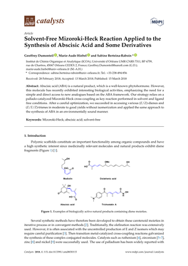 Solvent-Free Mizoroki-Heck Reaction Applied to the Synthesis of Abscisic